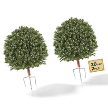 2er Set Künstliche Sträucher von 508 mm - Duoku - Topiary-Bäume aus PE mit Metallspießen, ideal für Eingänge, Veranden, Balkone