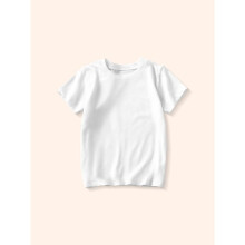 (white, 3Y(90cm)) Kids Cotton Round Neck T-Shirt Korean Style Casual Short Sleeve Breathable Soft Solid Color DIY Craft Shirt for Children