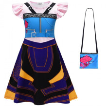 (black, 110 yards) Girls Cosplay Milk Silk Dress with Flutter Sleeves - Hunter Witch Squad Kids Performance Dress with Bag, Summer New