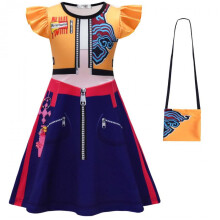 (blue, 110 yards) Huntress Witch Girls Cosplay Dress with Capes, Milk Silk Princess Costume for Kids with Handbag Accessory