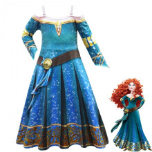 (blue, 150 yards) Girls Halloween Costume Dress Cartoon Print Cosplay Party Fancy Outfit with Tutu Skirt