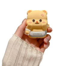 (Yellow, AirPods 3) Cute Bear Silicone Bluetooth Earbuds Case Cover Compatible with Apple AirPods, Shockproof Dustproof with Keychain