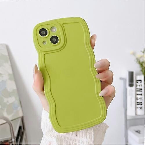(iPhone 15, Green) For iPhone 15 Wave Edge Silicone Mobile Phone Case