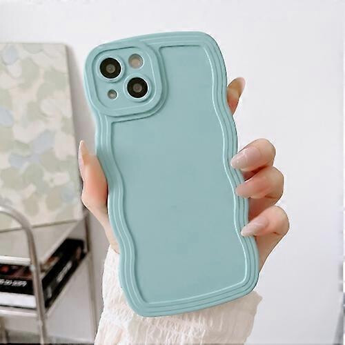 (iPhone 15, Blue) For iPhone 15 Wave Edge Silicone Mobile Phone Case