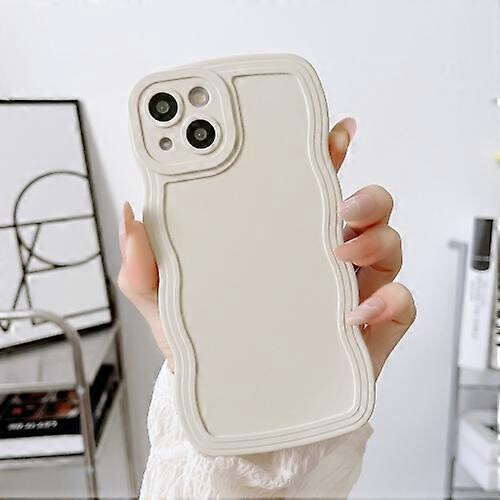 (15 Pro, White) For iPhone 15 Wave Edge Silicone Mobile Phone Case