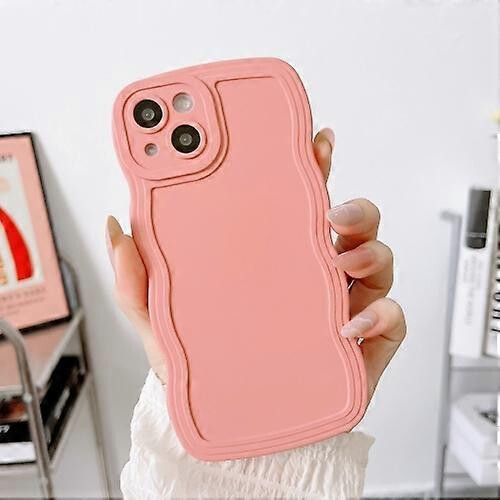 (15 Pro, Pink) For iPhone 15 Wave Edge Silicone Mobile Phone Case