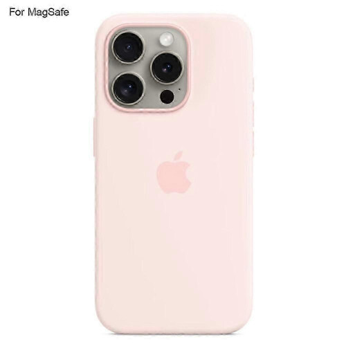 (Light Pink) For iPhone 15 Pro Case with MagSafe - Liquid Silicone Protective Cover_lhh