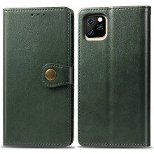 (Green) For iPhone 11 Retro Solid Color Leather Buckle Mobile Phone Protection Leather Case with Photo Frame & Card Slot & Wallet & Bracket Function