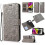 (Gray) For iPhone 13 Pro Skin Feel Embossed Sunflower Horizontal Leather Case 1