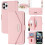 (Pink) For iPhone 11 Pro Cross Texture Lanyard Leather Phone Case 1