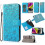 (Blue) For iPhone 13 Pro Skin Feel Embossed Sunflower Horizontal Leather Case 1