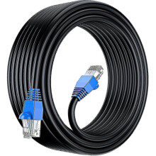 50m Cat6 Outdoor Waterproof Direct Burial Ethernet Network Cable - Utp - Cca - 550 Mhz - Black 50 Meter -LL