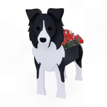 (Sheepdog) 7x10.5in Garden Dog Planter, Cute Flower Pot for Home, Office Decor and Gift Ideas