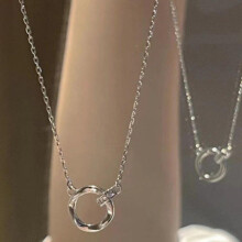(Silver) Mobius Ring Pendant Necklace for Women Minimalist Hollow Out Collarbone Chain Elegant Versatile Choker