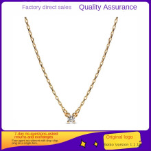 (7) Cubic Zirconia Heart Necklace Gold Shiny Layering Chain Women Collarbone Jewelry DIY Base Gift