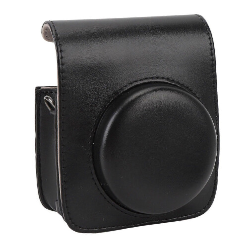 Protective Case Compatible with Mini 90 Light Luxury PU Leather Digital Camera Storage Bag with Portable Shoulder Strap Black