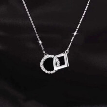 (white gold, 925 Silver) Sterling Silver 999 Square Link Necklace for Women Luxury Layering Choker Minimalist Trendy Jewelry