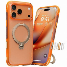(Orange) TORRAS Ostand Q3 Air Series Compatible for iPhone 17 Pro Max Magnetic Case Kickstand TPU PC Phone Back Cover