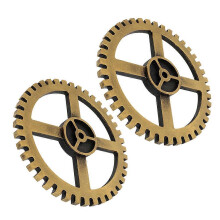 Industrial Wooden Gear Wall Decor for Home Using 2Pcs Golden Steampunk Pieces