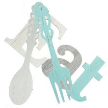 Wooden Eat Spoon Fork Sign Set for Kitchen Decor 1Set Assorted Color