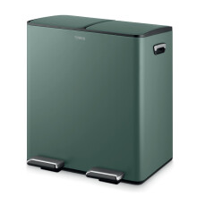 Tower Recycling Pedal Pin with Two 20L Compartments, Carbon Steel Body, Two Inner Buckets, 40L, Forest Green, T838022FOR
