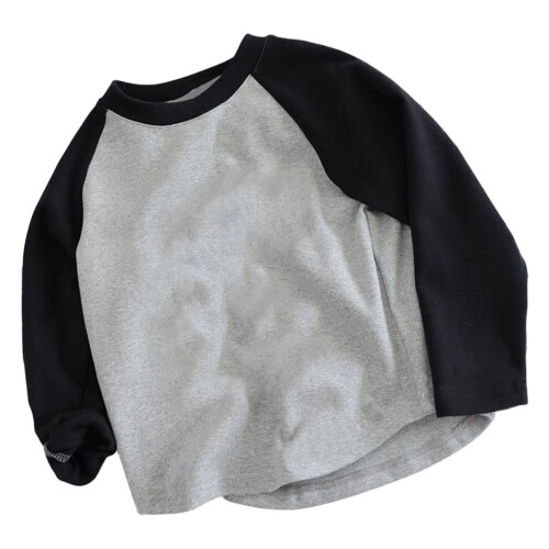 Langarm T-Shirt Kinder Grau 130 weich