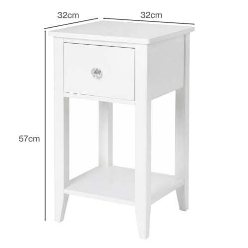 Levede Bedside Table Slim Modern End Table Drawer & Shelf Bedroom White 1