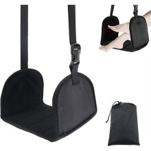No Collapse Airplane Footrest with Extended Adjustment Strap- Airplane Foot Hammock, Portable Adjustable Plane Leg Rest
