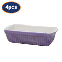 Baking Dish Purple Ceramic Roaster Handles Rectangular 22.5cm Oven Casserole 4Pc