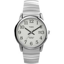 Timex Men's Easy Reader 35mm Watch - Silver-Tone Case White Dial with Silver-Tone Tapered Expansion Band