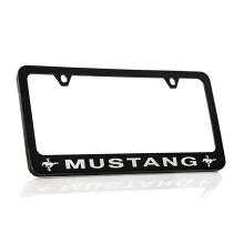 Ford Mustang Pony Black Coated Metal License Plate Frame Holder