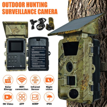 2inch Solar Powered Trail Camera 60MP 4K Hunting Game Cam Night Vision Camera