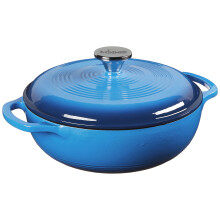 Lodge 3 Quart Enameled Cast Iron Dutch Oven with Lid - Dual Handles - Oven Safe up to 500 F or on Stovetop - Use to Marinate Cook Bake Refrigerate