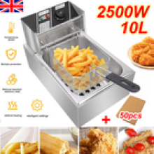 10L Commercial Electric Deep Fryer Fat Chip Frying Pan & Basket Stainless Steel