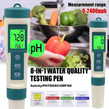 8 in1 Digital Measuring Device PH/ORP/EC/TEMP/SALT/S.G/TDS/H2 Water Tester Pool
