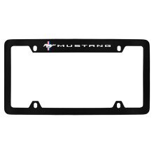 Ford Mustang Pony Black Coated Metal Top Engraved License Plate Frame Holder