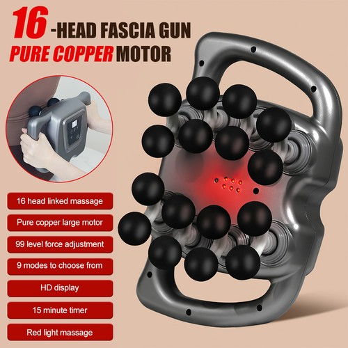 Massage Gun Deep Tissue Muscle Therapy Percussion Message Relax Back Neck 16Head