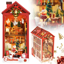 DIY Christmas Book Nook Kit Wooden Puzzle Bookshelf Insert Bookshelf Decor Gift