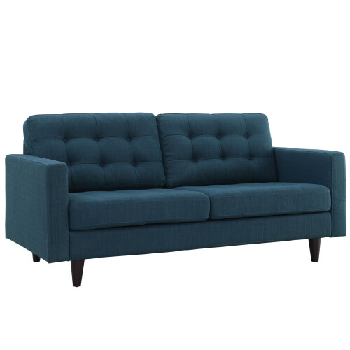 Empress Upholstered Fabric Loveseat - Azure 1