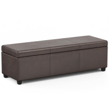 Avalon Extra Large Storage Ottoman Bench in Distressed Brown Vegan Faux Leather