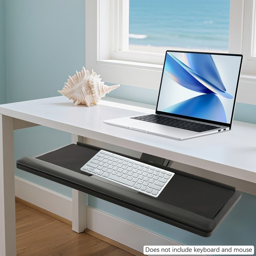 Keyboard Tray Adjustable Under Desk Stand 360Â Swivel Mouse Platform with Wrist