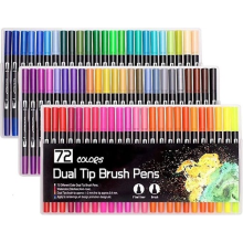 72 Color Watercolor Brush Pens Set With Fine Tip And Brush Tip For Artists