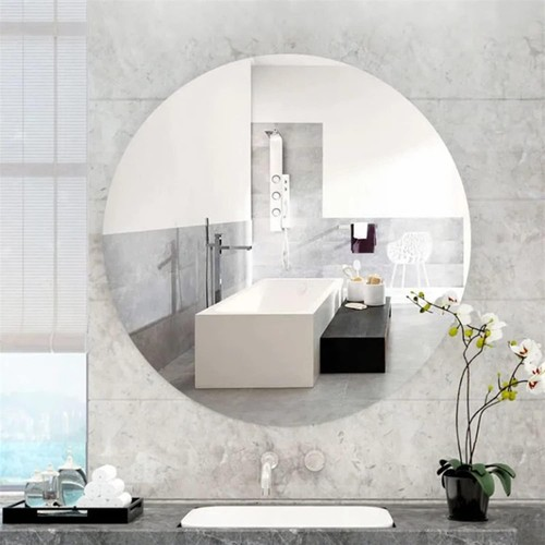 Modern Wall Mount Self-adhesive Plain Bathroom Acrylic Mirror Frameless Mirror