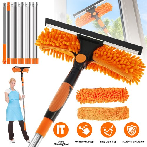 HIGH WINDOW CLEANER WITH  424CM POLE MICROFIBER AND CHENILLE PADS