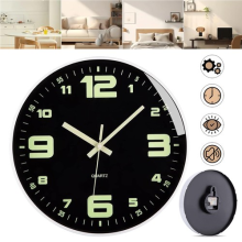 12" Non Ticking Silent Wall Clock With Glow In Dark Hands For Office Bedroom
