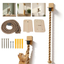 Wall Mount Sisal Cat Scratcher Hanging Climbing Rope Ladder Cat Climber Toy