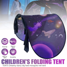 Children Pop Up Bed Tent Starry Sky Print Private Sleeping Tent For Single Bed