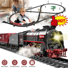 Train Set for Kids, Electric Train Toys with RealisticWith Light Sound Steam RC