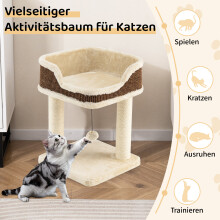 Comfortset voor meerdere huisdieren (2-delig) – Hondenbed van traagschuim & compacte pluche kattenkrabpaal