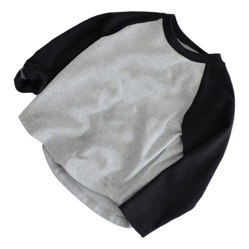 Kinder T-Shirt Grau 130 Langarm Basic